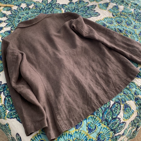 SALE! Eileen Fisher brown linen blazer size small - Picture 5 of 6